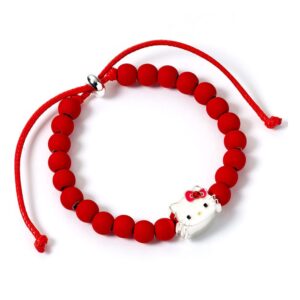 Hello Kitty Pulsera cuentas rojas y Colgante Hello Kitty 21 cm