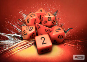 Chessex Opaque Polyhedral 7-Die Sets - Orange w/black