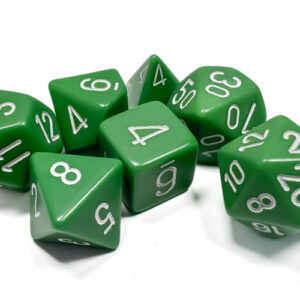 Chessex Opaque Polyhedral 7-Die Sets - Green w/white