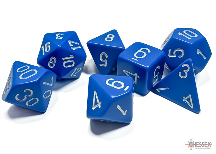 Chessex Opaque Polyhedral 7-Die Sets Blue w/white