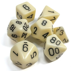 Chessex Opaque Polyhedral 7-Die Sets - Ivory w/black