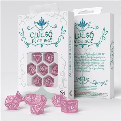 Set de Dados - Elvish Shimmering Pink & White (7 Dados)